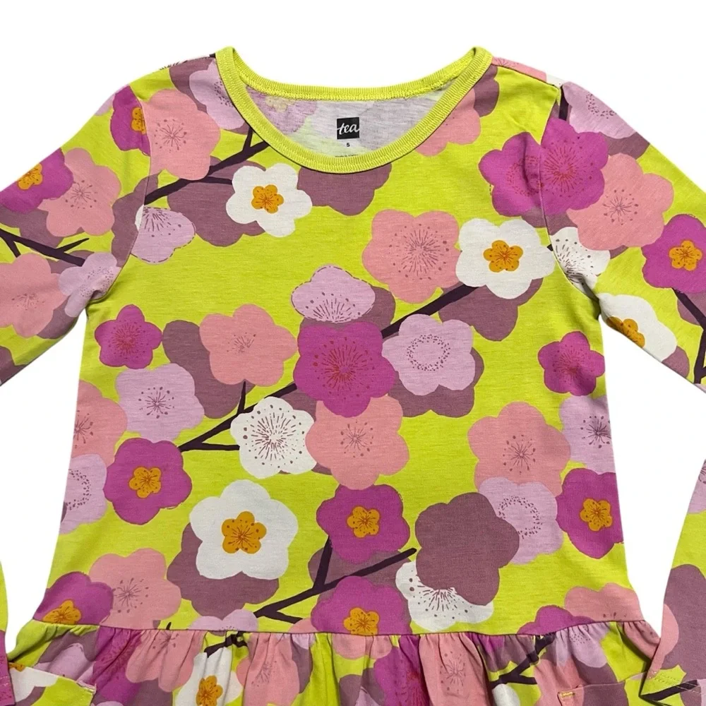 Tea Collection 5Y Japan Pink & Yellow Floral Pocket Dress